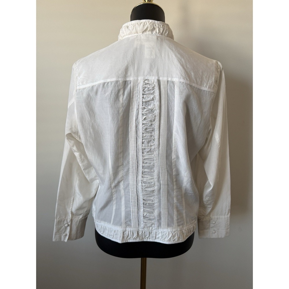 Coldwater Creek Women's PL Silk Blend Ivory Whimsy Ruching Jacket Petite - Picture 8 of 16